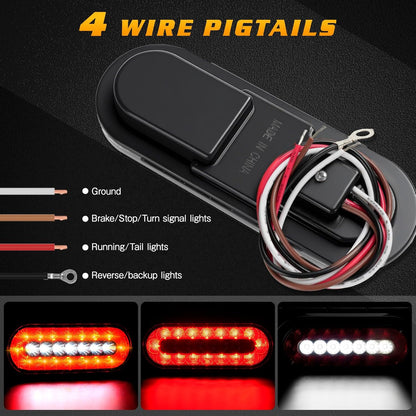 2PCS LED Trailer Lights – 6" Waterproof Brake & Turn Lights