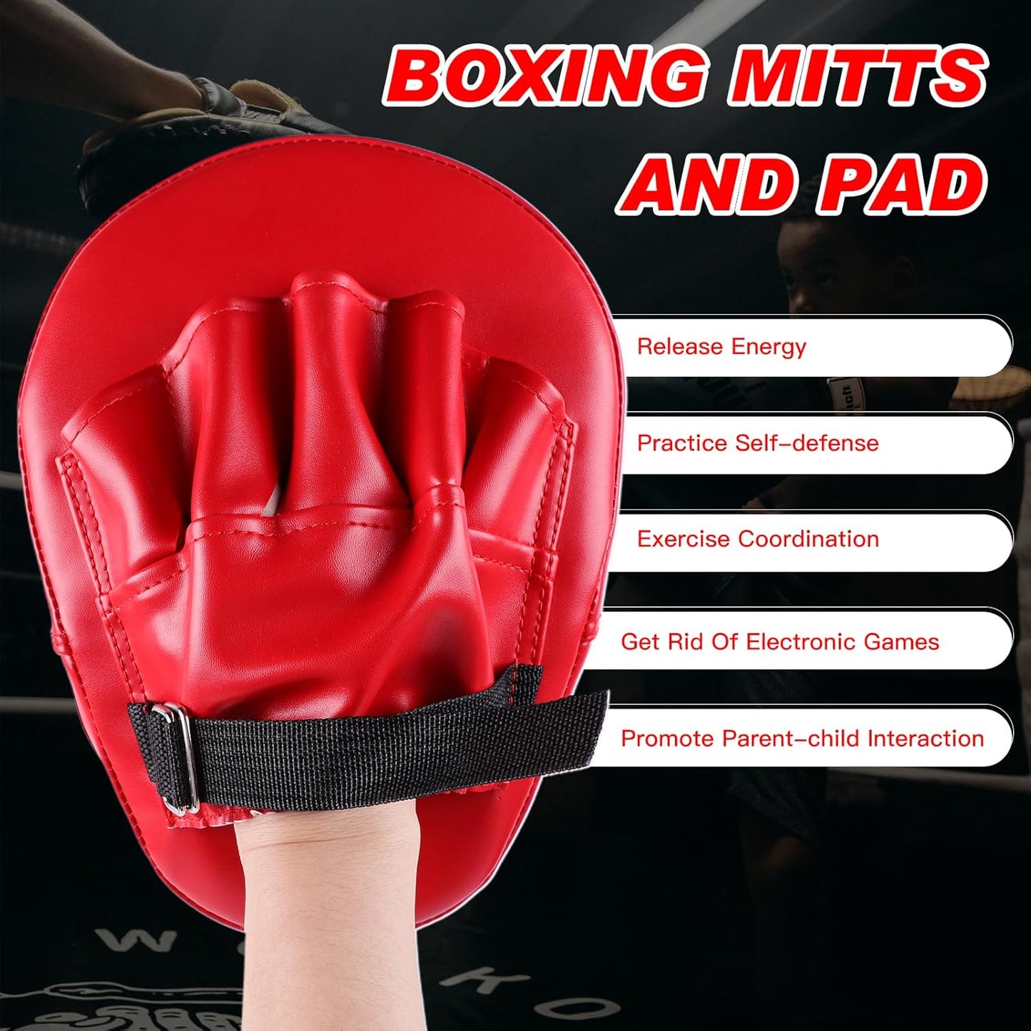 2-in-1 Boxing Pads & Mitts Set – Red Punching Pads & Mitts for Adults & Youth