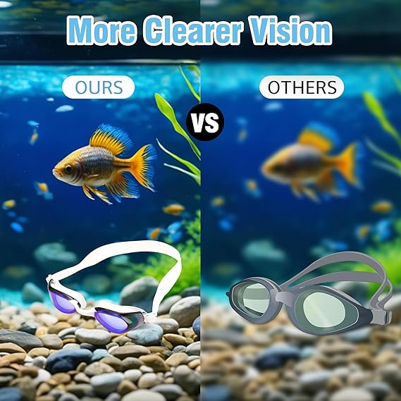 Unisex Swim Goggles Set – Anti-Fog, Leak-Proof with Nose Clip, Earplugs, Cap & Case