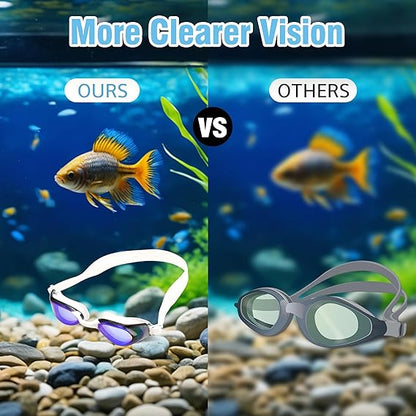 Unisex Swim Goggles Set – Anti-Fog, Leak-Proof with Nose Clip, Earplugs, Cap & Case