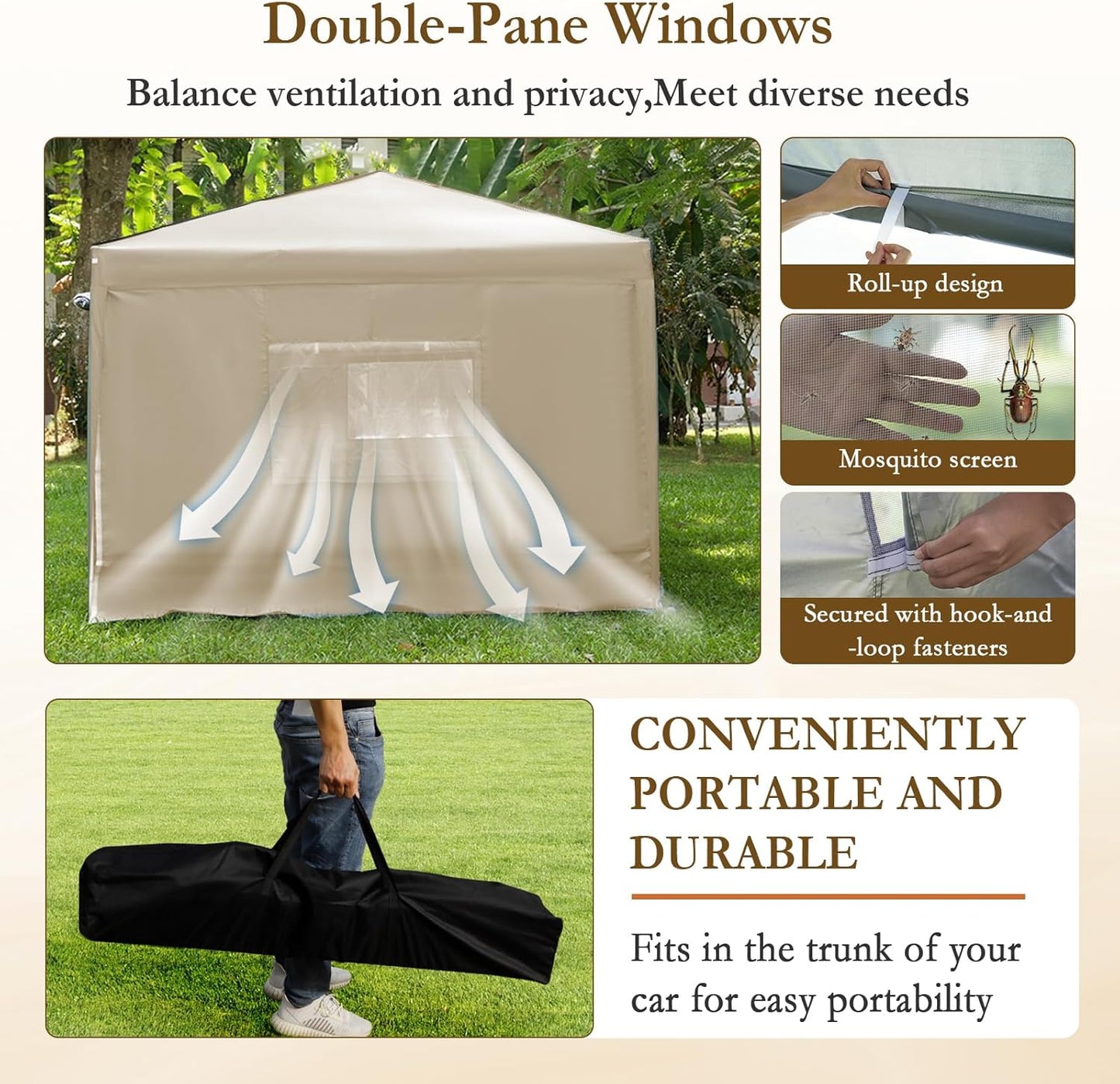 New Upgraded 10x10 FT Pop-Up Canopy Tent with 4 Sidewalls – 30% More Wind-Resistant, Reinforced Frame