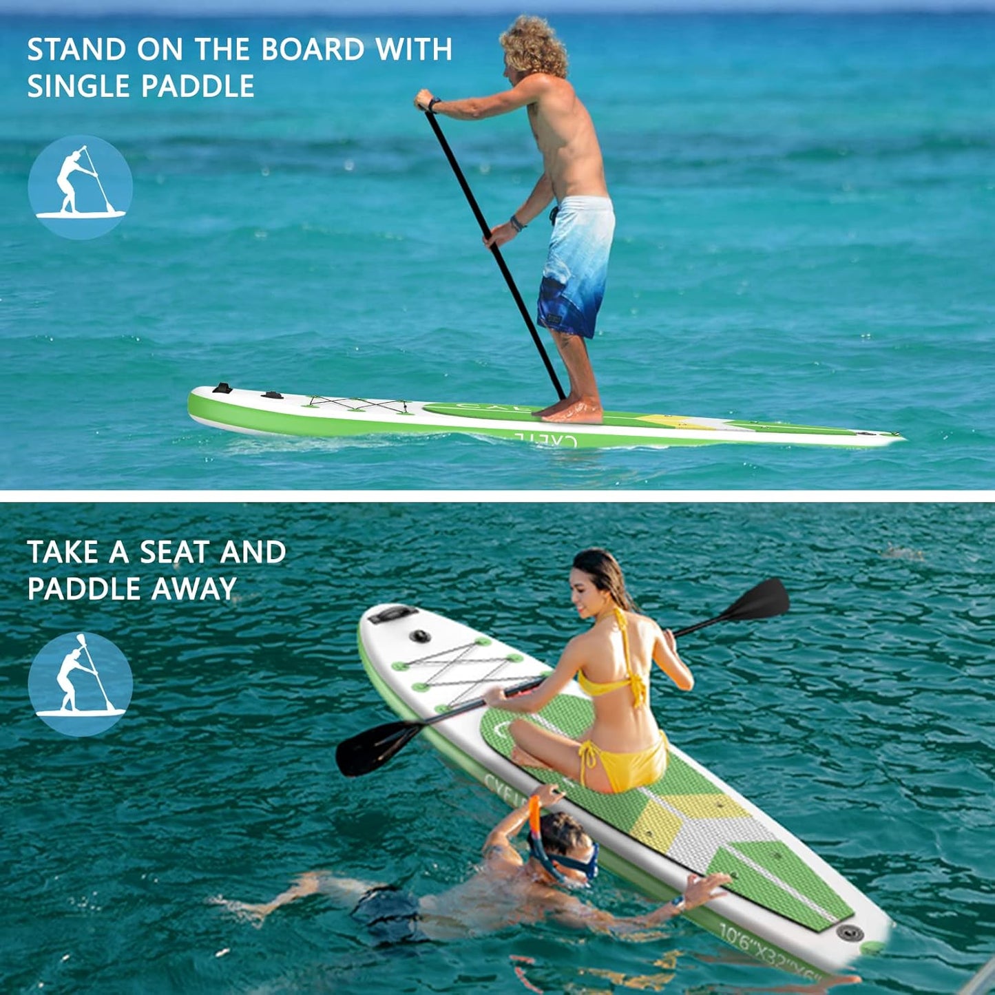 2026 Upgraded 10'6" Inflatable SUP – Reinforced Paddle Board for Enhanced Durability & Stability