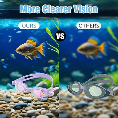 Swim Goggles – Anti-Fog, Leak-Proof with Nose Clip, Earplugs, Cap & Case