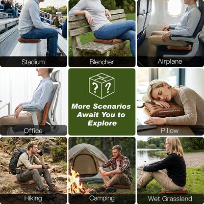 Cyfie Inflatable Seat Cushion for Travel, Portable Stadium Seat | 2.8" thick inflatable cushion, lightweight, water-resistant, ideal as an airplane seat cushion, camping pad and outdoor seat
