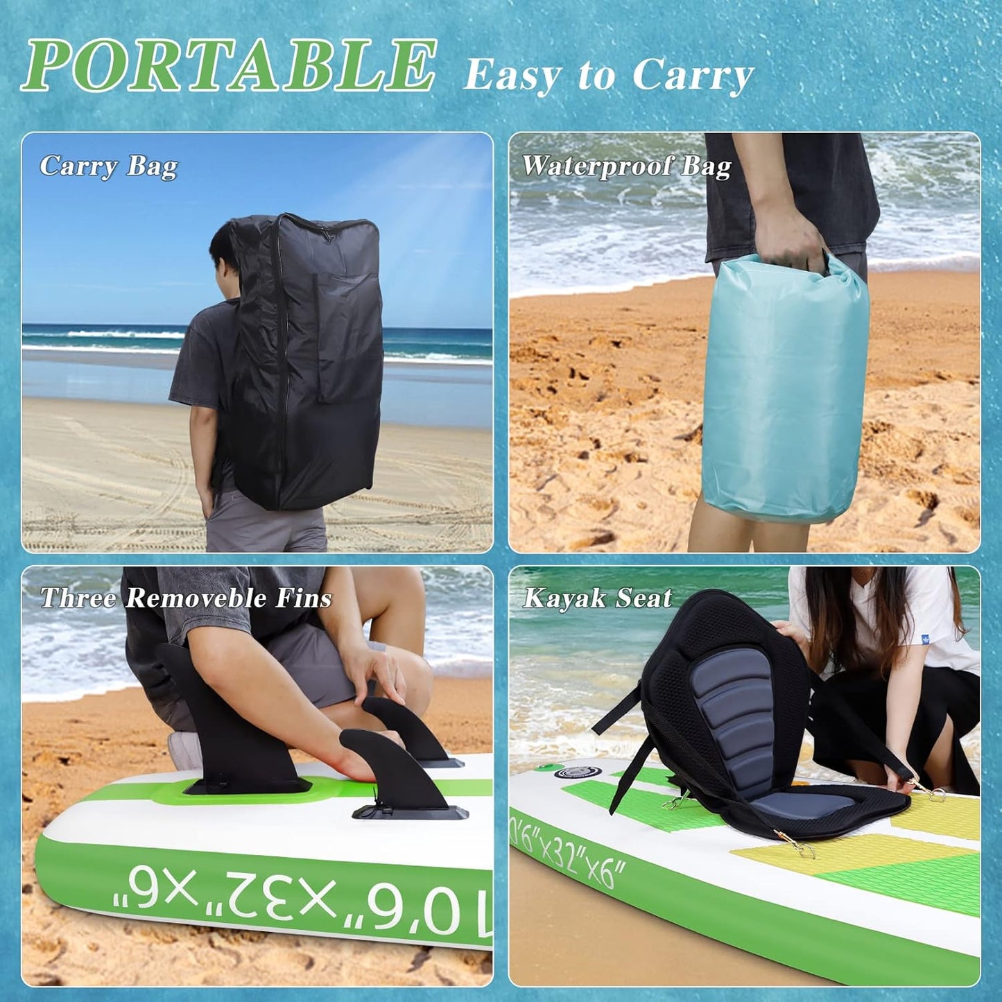 2026 Upgraded 10'6" Inflatable SUP – Reinforced Paddle Board for Enhanced Durability & Stability