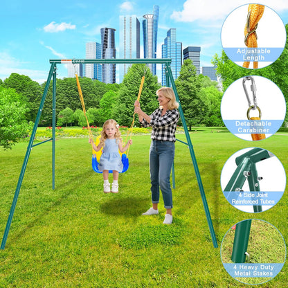 3-in-1 Toddler Swing Set – Indoor/Outdoor Baby Swing with Metal Frame