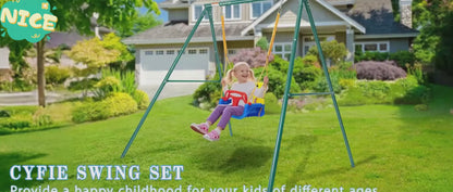 3-in-1 Toddler Swing Set – Indoor/Outdoor Baby Swing with Metal Frame