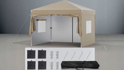 New Upgraded 10x10 FT Pop-Up Canopy Tent with 4 Sidewalls – 30% More Wind-Resistant, Reinforced Frame