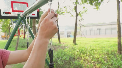 Kids 5-in-1 Outdoor Swing Set – Saucer Swing, Belt Swing, Basketball Hoop & Soccer Goal